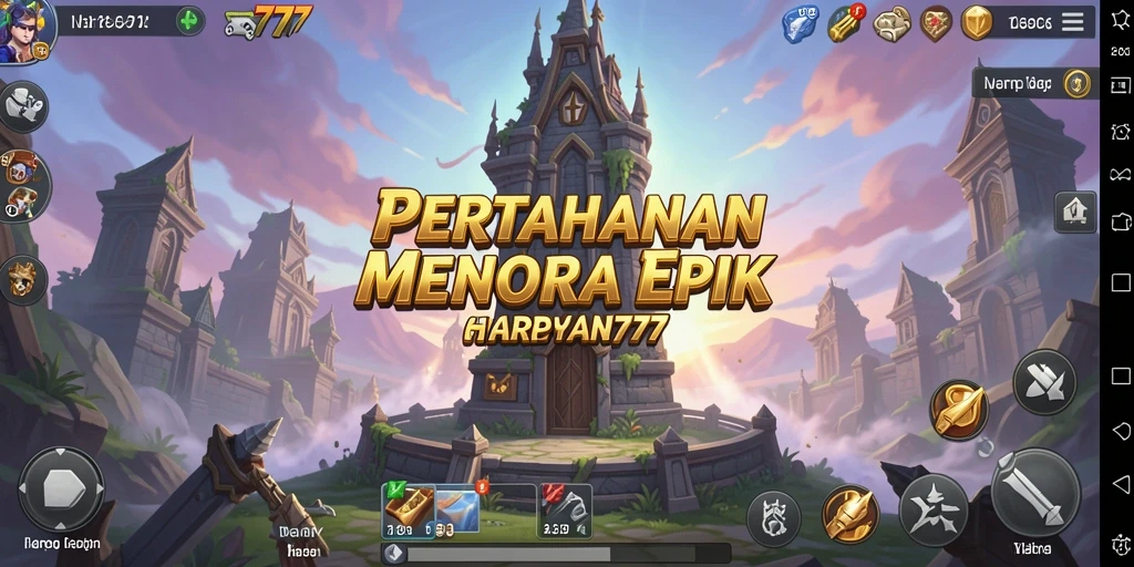 Tampilan gameplay Tower Defense yang menegangkan di HARAPAN777.