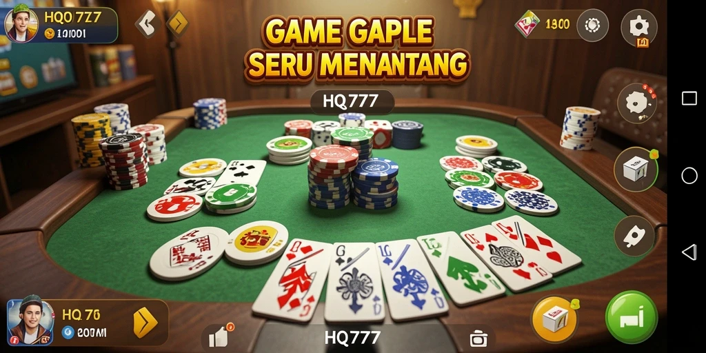 Screenshot gameplay Gaple HQ777 yang penuh aksi dan strategi.