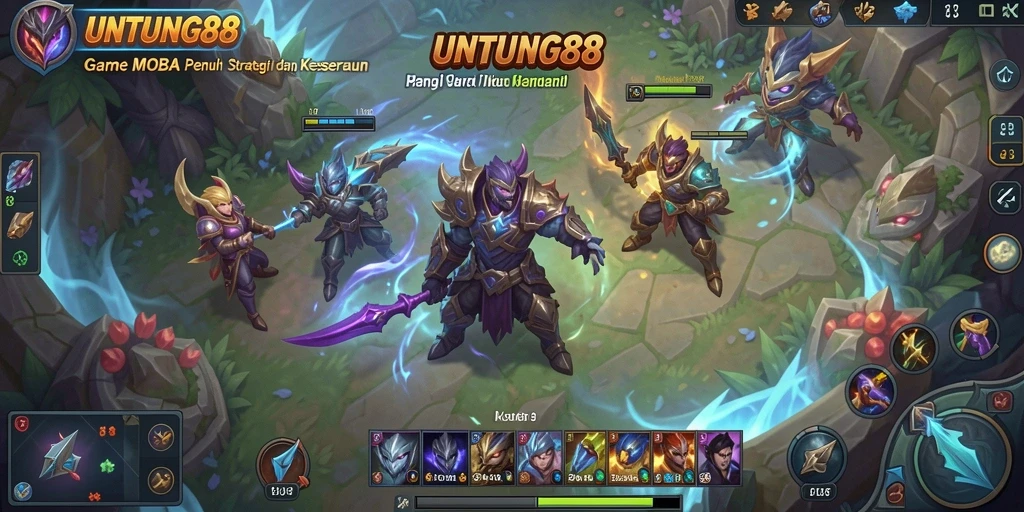 Tampilan seru pertarungan MOBA dalam UNTUNG88.